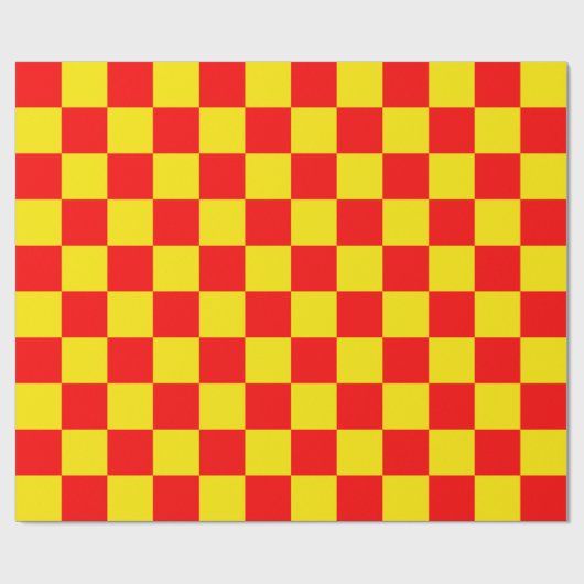 Rood Geel Check Checkered Pattern Design Cadeaupapier (Vlak)