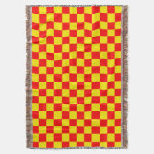 Rood Geel Check Checkered Pattern Design Deken (Voorkant Verticaal)