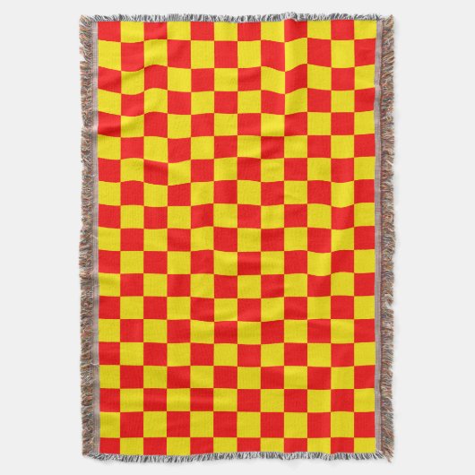 Rood Geel Check Checkered Pattern Design Deken (Voorkant Verticaal)