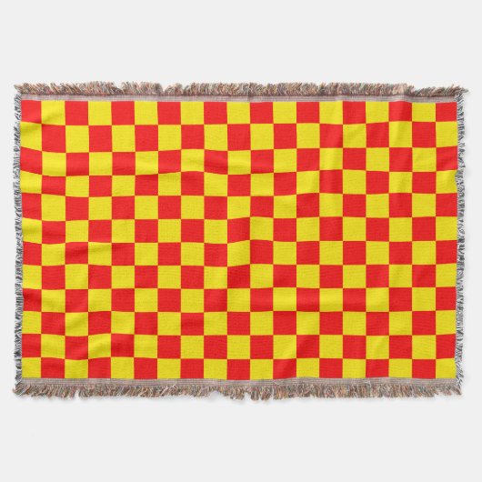 Rood Geel Check Checkered Pattern Design Deken (Voorkant)