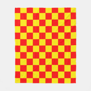 Rood Geel Check Checkered Pattern Design Fleece Deken