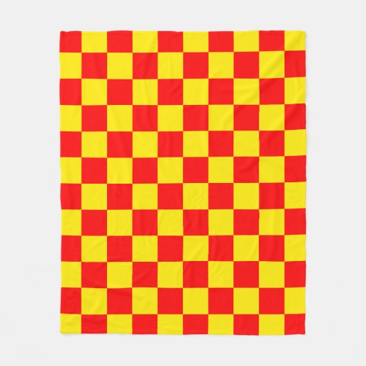 Rood Geel Check Checkered Pattern Design Fleece Deken (Voorkant)