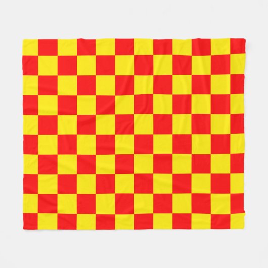 Rood Geel Check Checkered Pattern Design Fleece Deken (Voorkant (Horizontaal))