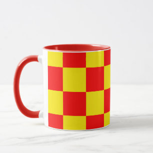 Rood Geel Check Checkered Pattern Design Mok