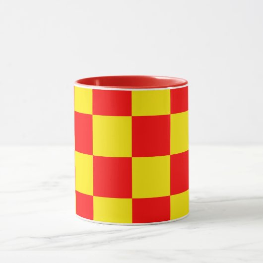 Rood Geel Check Checkered Pattern Design Mok (Midden)