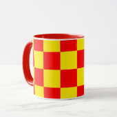 Rood Geel Check Checkered Pattern Design Mok (Voorkant links)