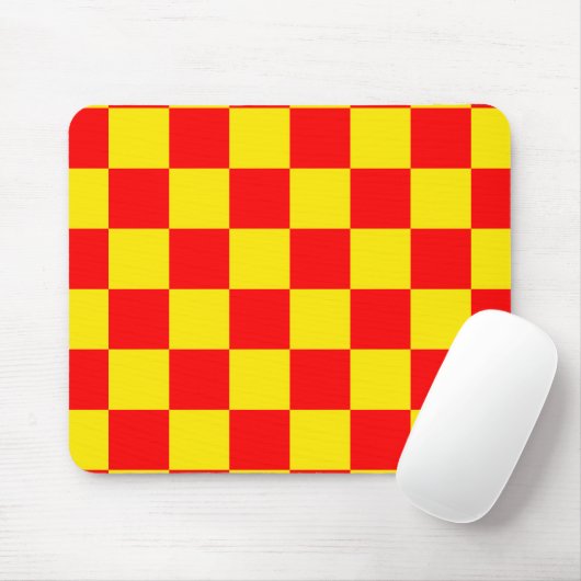 Rood Geel Check Checkered Pattern Design Muismat (Met muis)