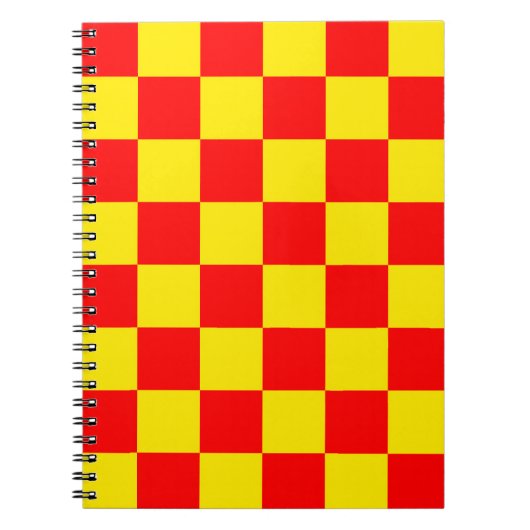 Rood Geel Check Checkered Pattern Design Notitieboek (Voorkant)