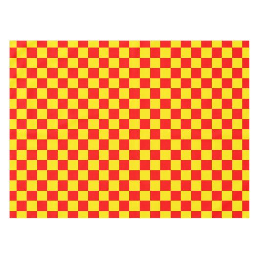Rood Geel Check Checkered Pattern Design Tafelkleed (Voorkant (Horizontaal))