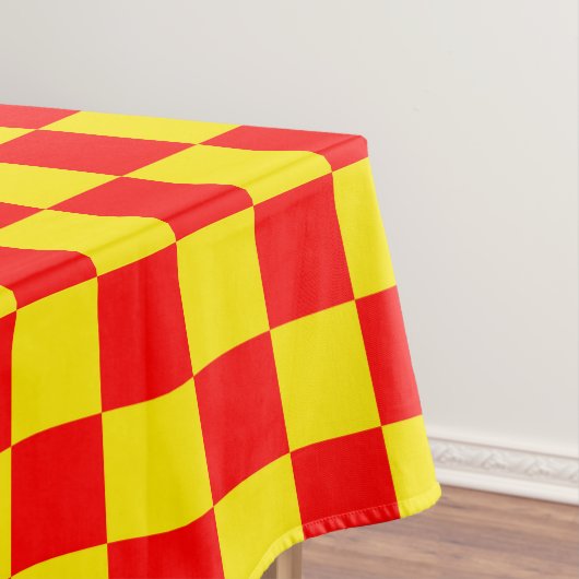 Rood Geel Check Checkered Pattern Design Tafelkleed (Voorbeeld)