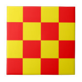 Rood Geel Check Checkered Pattern Design Tegeltje (Voorkant)