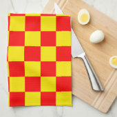 Rood Geel Check Checkered Pattern Design Theedoek (Quarter Fold)
