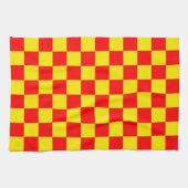 Rood Geel Check Checkered Pattern Design Theedoek (Horizontaal)