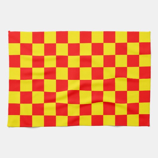 Rood Geel Check Checkered Pattern Design Theedoek (Horizontaal)