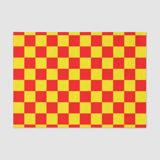 Rood Geel Check Checkered Pattern Design Tissuepapier (Voorkant)