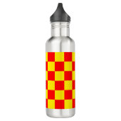 Rood Geel Check Checkered Pattern Design Waterfles (Links)