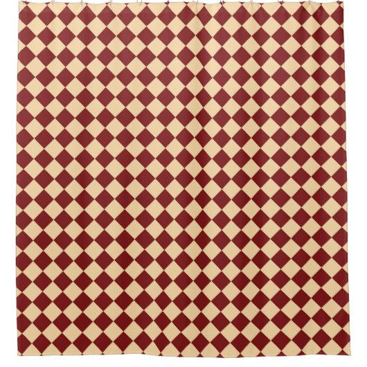 Rood Geel Checker Diamant Patroon Douchegordijn (Voorkant)