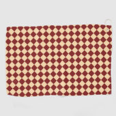 Rood Geel Checker Diamant Patroon Golfhanddoek (Horizontaal)