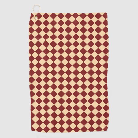 Rood Geel Checker Diamant Patroon Golfhanddoek (Voorkant)
