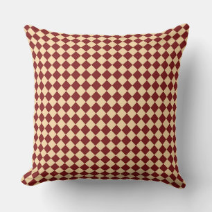 Rood Geel Checker Diamant Patroon Kussen
