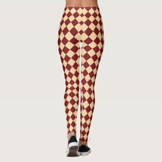 Rood Geel Checker Diamant Patroon Leggings (Achterkant)