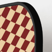 Rood Geel Checker Diamant Patroon Pickleball Paddle (Links Detail)