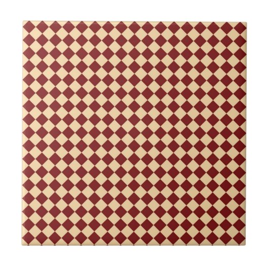 Rood Geel Checker Diamant Patroon Tegeltje (Voorkant)