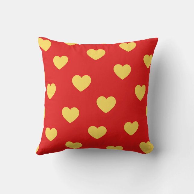 Rood Geel Cozy Shine Modern Romantisch Chic Hart  Kussen (Achterkant)