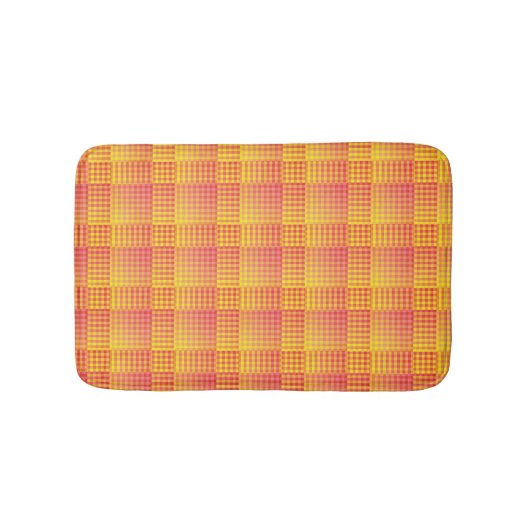 Rood Geel Dambord Abstract Patroon Badmat (Voorkant)