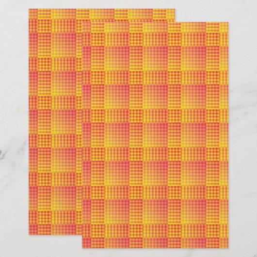 Rood Geel Dambord Abstract Patroon Briefpapier (Voorkant / Achterkant)