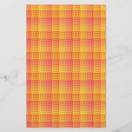 Rood Geel Dambord Abstract Patroon Briefpapier (Voorkant)
