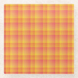 Rood Geel Dambord Abstract Patroon Glazen Onderzetter