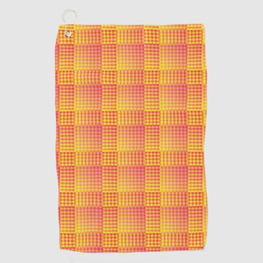 Rood Geel Dambord Abstract Patroon Golfhanddoek (Voorkant)