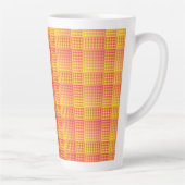 Rood Geel Dambord Abstract Patroon Latte Mok (Rechts)