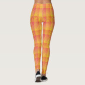 Rood Geel Dambord Abstract Patroon Leggings (Achterkant)