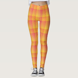 Rood Geel Dambord Abstract Patroon Leggings