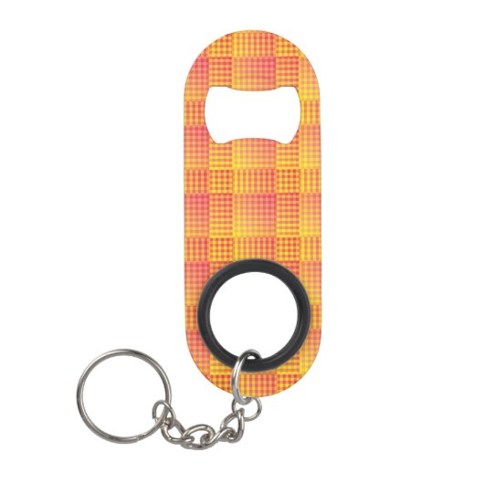 Rood Geel Dambord Abstract Patroon Mini Flessenopener (Voorkant)