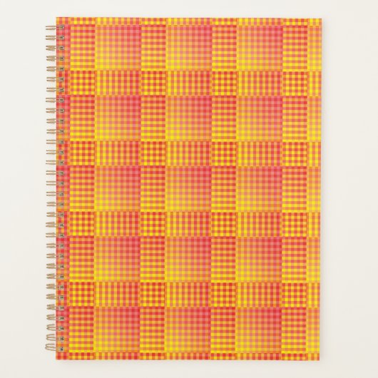 Rood Geel Dambord Abstract Patroon Planner (Voorkant)