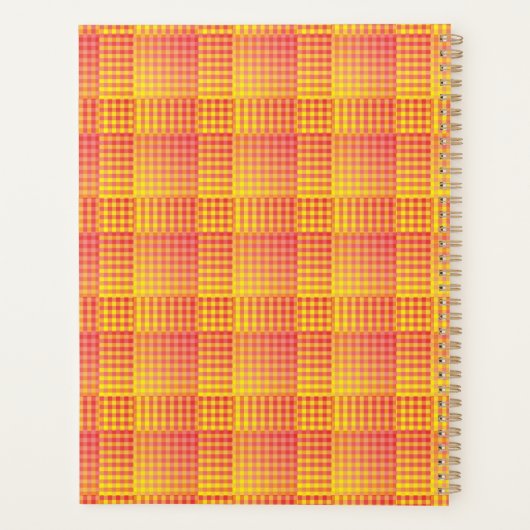 Rood Geel Dambord Abstract Patroon Planner (Achterkant)