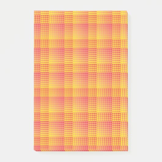 Rood Geel Dambord Abstract Patroon Post-it® Notes (Voorkant)
