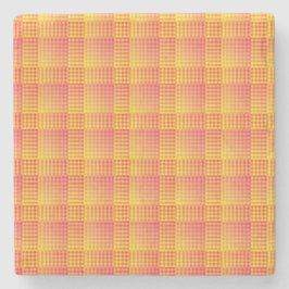 Rood Geel Dambord Abstract Patroon Stenen Onderzetter