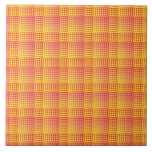 Rood Geel Dambord Abstract Patroon Tegeltje