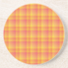 Rood Geel Dambord Abstract Patroon Zandsteen Onderzetter