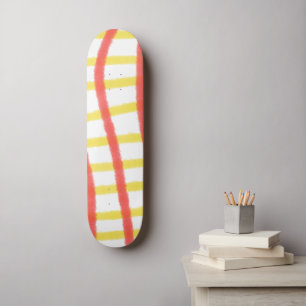 Rood geel dambord lijnen vierkant patroon persoonlijk skateboard
