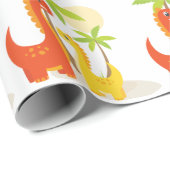 Rood Geel Dinosaurus Inpakpapier voor Geschenken (Rol Hoek)