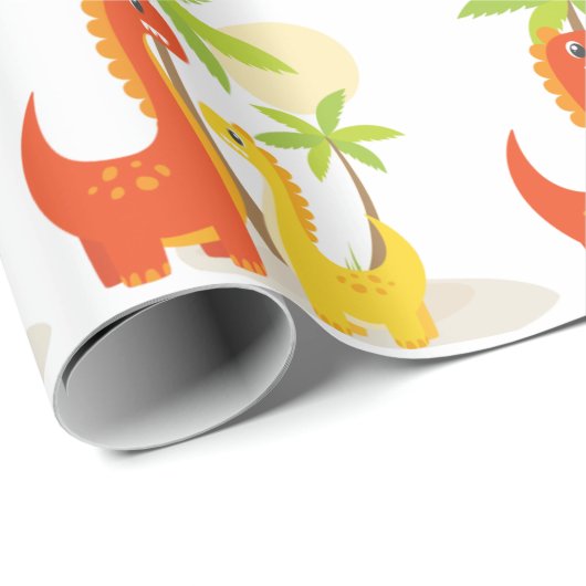 Rood Geel Dinosaurus Inpakpapier voor Geschenken (Rol Hoek)