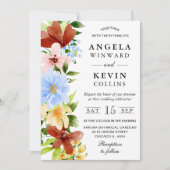 Rood Geel en Blauw Boho Bloemen Bruiloft Kaart (Voorkant)