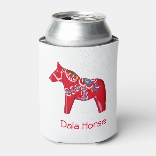 Rood, geel en blauw Dala Horse Blikjeskoeler (Blikje Voorkant)