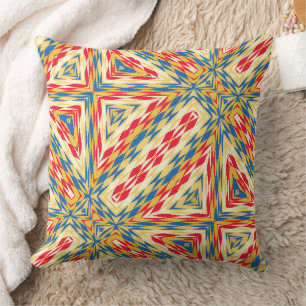 Rood, geel en blauw geometrisch kussen