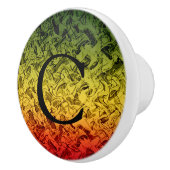 Rood geel en groen Abstract rookontwerp Keramische Knop (Rechts)